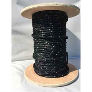 CABLOT NYLON TRESSÉ DOUBLE 5 / 16" NOIR av. bande de reflexion